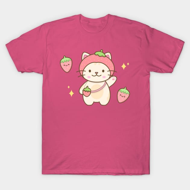 Strawberry cute cat T-Shirt by Miaufu&Friends